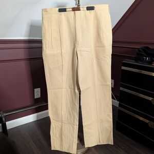 KAISER New York Bespoke Vintage LINEN Cream Mens Pants Trousers 36"